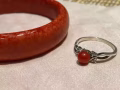 進口紅珊瑚手鐲&紅珊瑚戒指一套