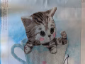 DIY手工小猫砖石画成品