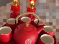 新款中式結婚敬茶茶具套裝+電子蠟燭台一對